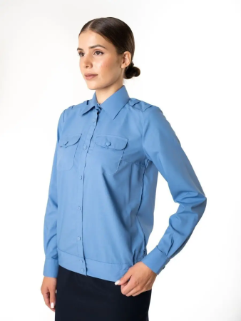 Рубашка Офицер ФСБ/ПС ФСБ, цвет голубой, женская, длинный рукав - интернет магазин Полигон