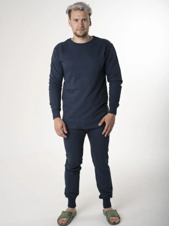 Белье нательное с начесом, темно-синий, хлопок зима - интернет магазин Полигон