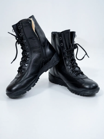 Берцы Кобра ZIP на молнии, Бутекс черный, кожа с шерстью мериноса зима - интернет магазин Полигон