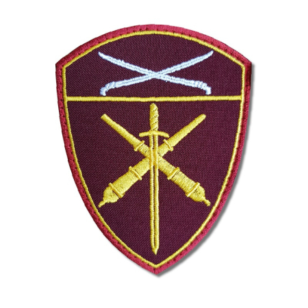 Шеврон вышитый на липучке Росгвардия Южный Округ Артиллерийские войска, бордовый, белый, желтый - интернет магазин Полигон