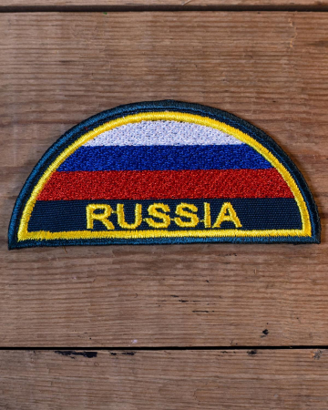 Шеврон вышитый (полукруг триколор) 2022 г МЧС Россия, золотой, металл - интернет магазин Полигон