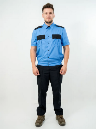 Рубашка Охранник, мужская, короткий рукав, цвет голубой - интернет магазин Полигон
