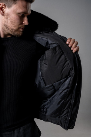 Куртка зимняя НОРД (Охрана), ткань Дюспа, цвет Чёрный - интернет магазин Полигон