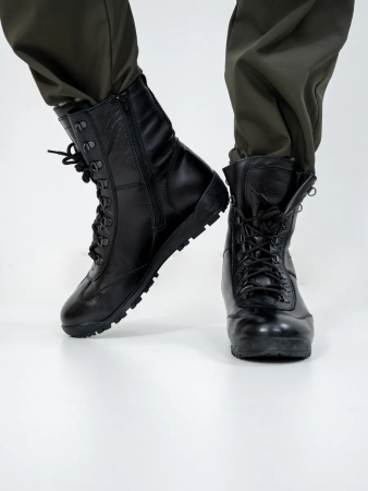 Берцы Кобра ZIP на молнии, Бутекс черный, кожа с шерстью мериноса зима - интернет магазин Полигон