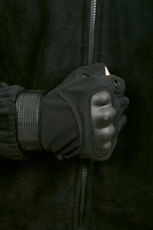 Перчатки тактические с кевларом беспалые № 6, черный - интернет магазин Полигон