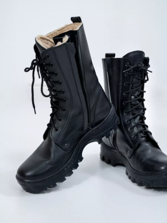 Берцы НАВИГАТОР, Бутекс черный, натуральный мех зима - интернет магазин Полигон