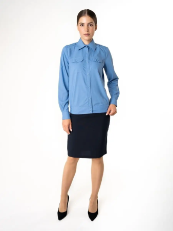 Рубашка Офицер ФСБ/ПС ФСБ, цвет голубой, женская, длинный рукав - интернет магазин Полигон