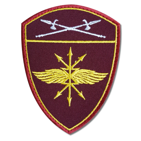 Шеврон вышитый на липучке Росгвардия Уральский Округ войска Связи, бордовый, белый, желтый - интернет магазин Полигон