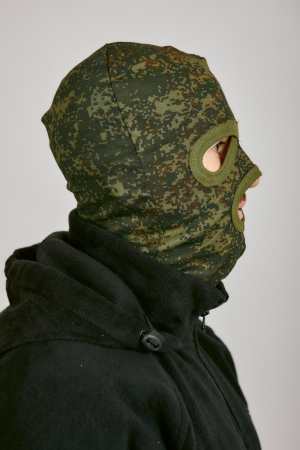 Маска (отверстия для глаз и рта), зеленый, хлопок - интернет магазин Полигон