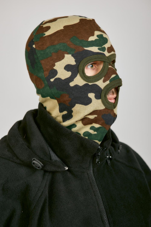 Маска (отверстия для глаз и рта), зеленый, хлопок - интернет магазин Полигон