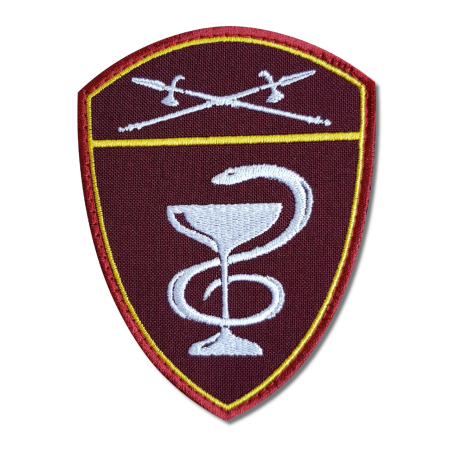 Шеврон вышитый на липучке Росгвардия Уральский Округ Медицинские войска, бордовый, белый, желтый - интернет магазин Полигон