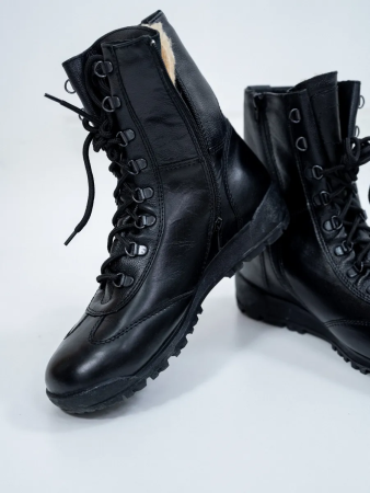 Берцы Кобра ZIP на молнии, Бутекс черный, кожа с шерстью мериноса зима - интернет магазин Полигон