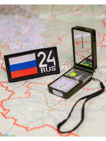 Шеврон вышитый Регион 24, фон черный, на липучке - интернет магазин Полигон