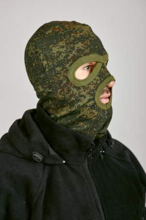 Маска (отверстия для глаз и рта), зеленый, хлопок - интернет магазин Полигон