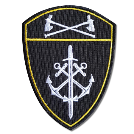 Шеврон вышитый в/ч на липучке Росгвардия Приволжский Округ Морские, серый - интернет магазин Полигон