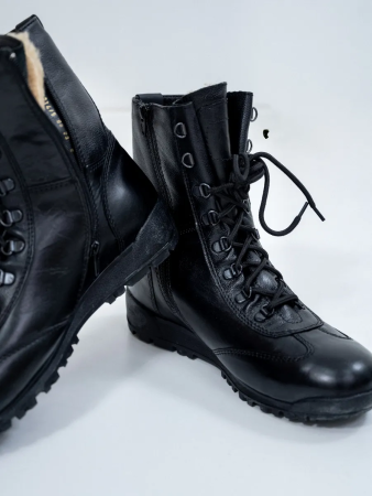 Берцы Кобра ZIP на молнии, Бутекс черный, кожа с шерстью мериноса зима - интернет магазин Полигон