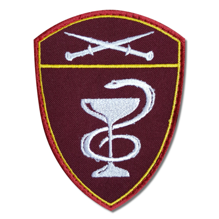Шеврон вышитый на липучке Росгвардия С-Кавказский Округ Медицинские войска, бордовый, желтый, белый - интернет магазин Полигон