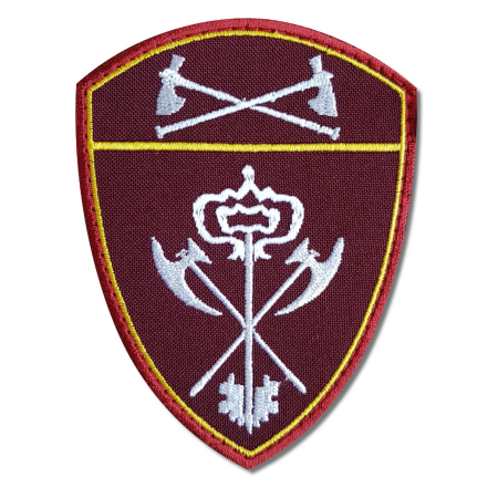 Шеврон вышитый на липучке Росгвардия Приволжский Округ Обеспечение деятельности, бордовый, желтый, белый - интернет магазин Полигон