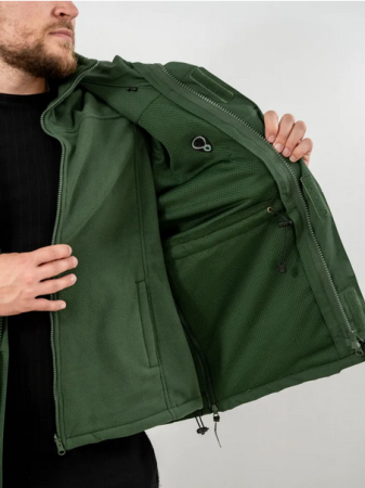 Куртка тактическая 3 в 1, цвет зеленый, ткань флис, ткань рип-стоп - интернет магазин Полигон