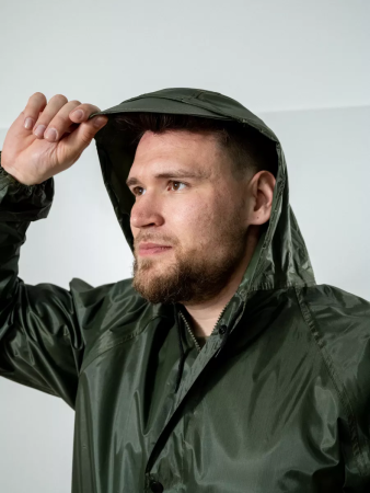 Куртка-Дождевик в чехле, зеленый, нейлон - интернет магазин Полигон