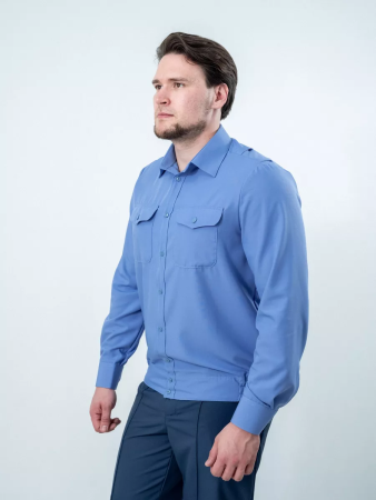 Рубашка Офицер ФСБ/ПС ФСБ, цвет голубой, мужская, длинный рукав - интернет магазин Полигон