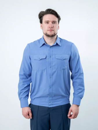 Рубашка Офицер ФСБ/ПС ФСБ, цвет голубой, мужская, длинный рукав - интернет магазин Полигон