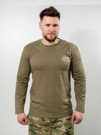 Футболка с длинным рукавом №502 Армия России, хаки - интернет магазин Полигон