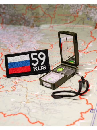 Шеврон вышитый Регион 59, фон черный, на липучке - интернет магазин Полигон