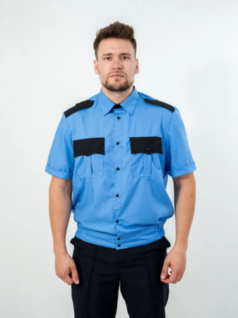 Рубашка Охранник, мужская, короткий рукав, цвет голубой - интернет магазин Полигон