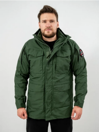 Куртка тактическая 3 в 1, цвет зеленый, ткань флис, ткань рип-стоп - интернет магазин Полигон