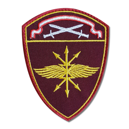 Шеврон вышитый на липучке Росгвардия С-Западный Округ войска Связи, бордовый, белый, желтый - интернет магазин Полигон