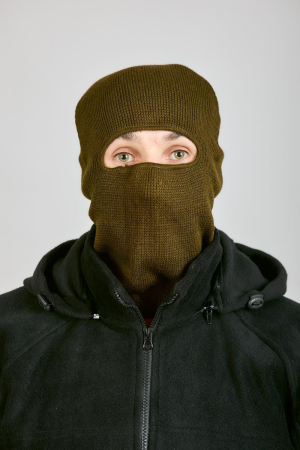 Маска Лыжник (1 отверстие), оливковый, пан, шерсть - интернет магазин Полигон