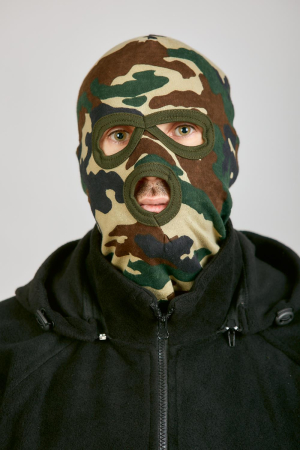 Маска (отверстия для глаз и рта), зеленый, хлопок - интернет магазин Полигон