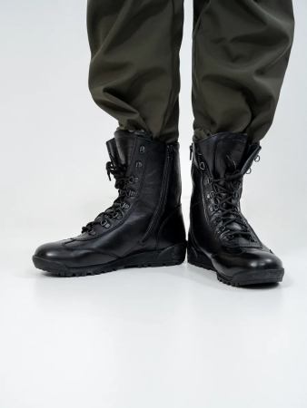 Берцы Кобра ZIP на молнии, Бутекс черный, кожа с шерстью мериноса зима - интернет магазин Полигон