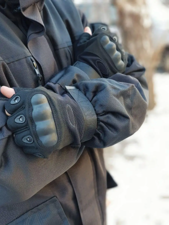 Перчатки тактические с кевларом беспалые № 6, черный - интернет магазин Полигон