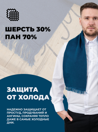 Шарф, морская волна, пан, шерсть - интернет магазин Полигон