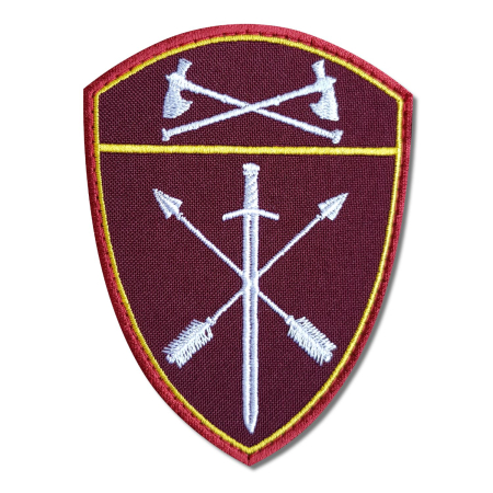 Шеврон вышитый на липучке Росгвардия Приволжский Округ Оперативного назначения, бордовый, желтый, белый - интернет магазин Полигон