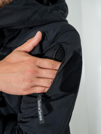 Куртка тактическая 3 в 1, цвет черный, ткань рип-стоп, ткань флис - интернет магазин Полигон