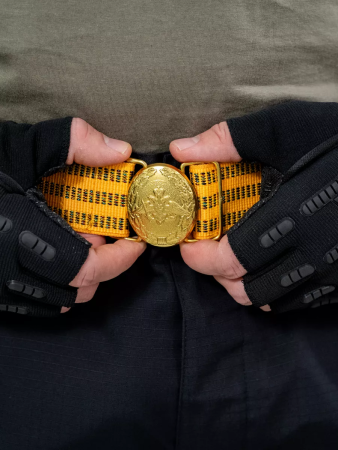 Ремень парадный (пряжка с орлом) офицер ВС, желтый, шелк - интернет магазин Полигон