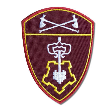 Шеврон вышитый на липучке Росгвардия Приволжский Округ ВОХР, бордовый, желтый, белый - интернет магазин Полигон