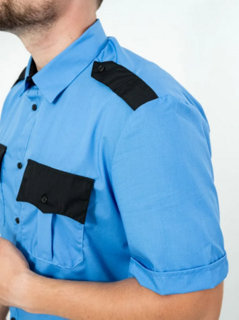 Рубашка Охранник, мужская, короткий рукав, цвет голубой - интернет магазин Полигон