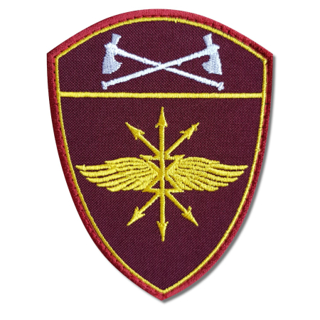 Шеврон вышитый на липучке Росгвардия Приволжский Округ войска Связи, бордовый, желтый, белый - интернет магазин Полигон